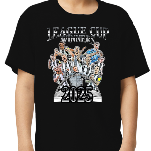 Newcastle Utd League Cup Final Winners 2025 Black T-Shirt Tee - Image 4